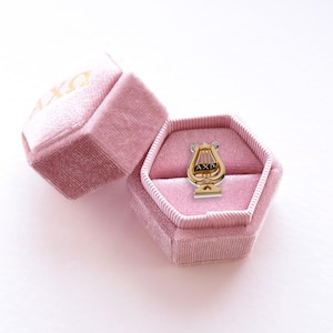 Samt-Abzeichen-Box für ALPHA CHI OMEGA Schwesternschaft | Axo Schwesternschaft Geschenk | Einweihungsgeschenk | Bid Tag 2025 | Großes/Kleines Geschenk | Alpha Chi O Gegenwart