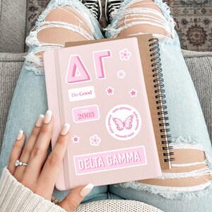 Pacchetto adesivi DELTA GAMMA con stelle rosa per laptop, Sorority Bid Day 2025, Big Little Gift, Rush Merch, cancelleria