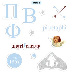 PI BETA PHI Sorority Sticker Pack in Blue, Silver, and Wine, Big Little Gift, Bid Day 2024, Rush Merch