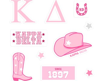 KAPPA DELTA Pink Cowgirl Sticker Pack, KD Sorority, Bid Day, Rush Merch 2025, großes kleines Geschenk, Briefpapier,