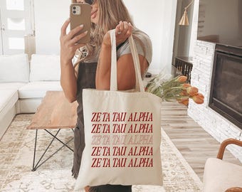 ZETA TAU ALPHA Tote Bag | Zta Tote, Sorority Merch, Hoodie, Bid Day, Initiation Gift