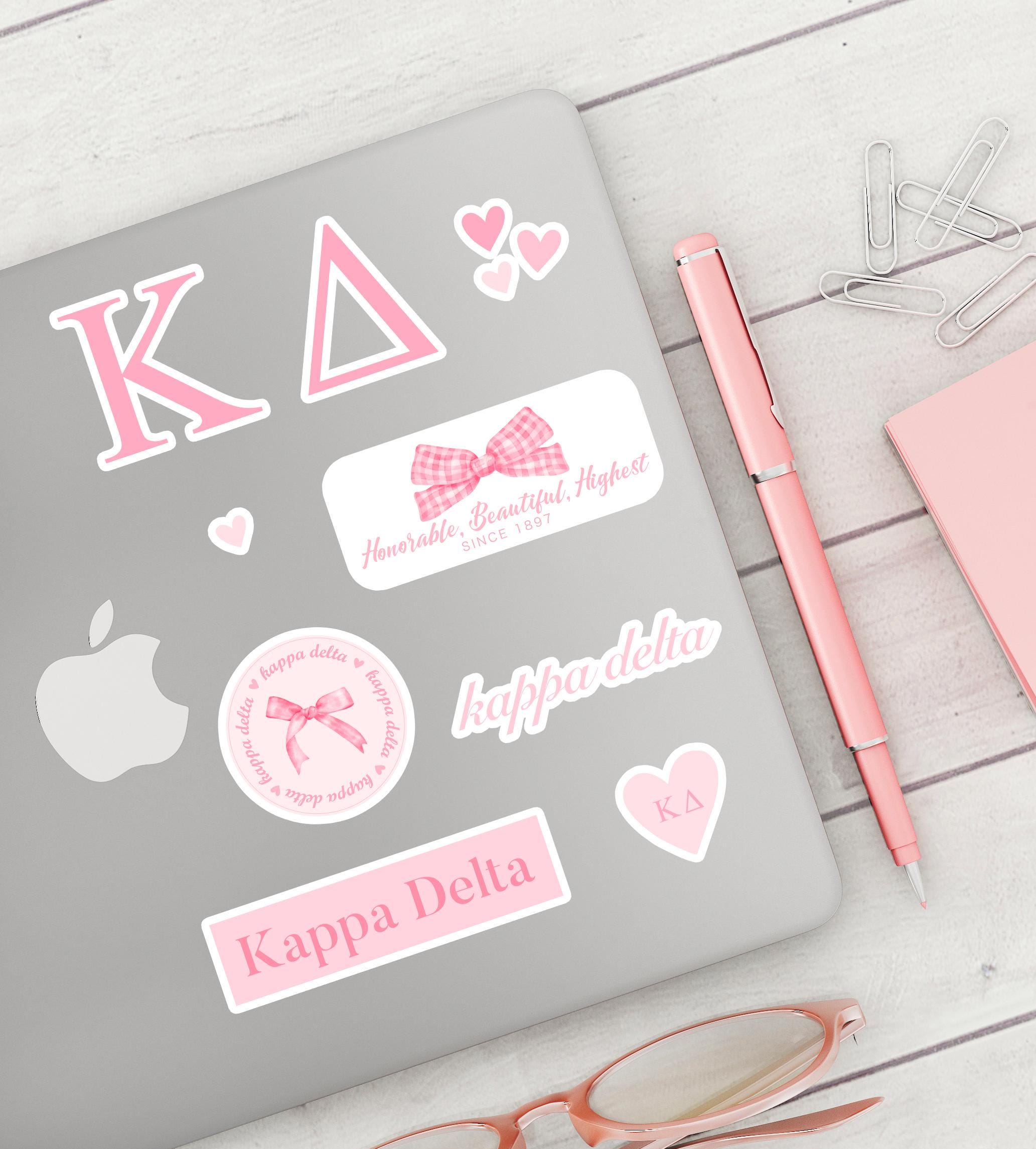 KAPPA DELTA Coquette Sticker Pack für Laptops, Sorority Bid Day 2025, großes kleines Geschenk, Rush Merch, Schreibwaren
