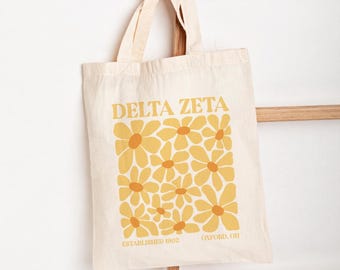 GAMMA PHI BETA Yellow Floral Tote Bag | Gphi Tote, Sorority Merch, Sorority Tote, Bid Day, Initiation Gift