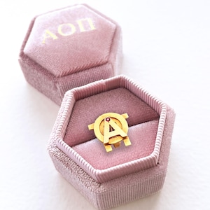 Velvet Badge Box for ALPHA OMICRON PI Sorority | Aoii Sorority Gift | Initiation Gift | Bid Day 2025 | Big/Little Gift | Alpha O Present