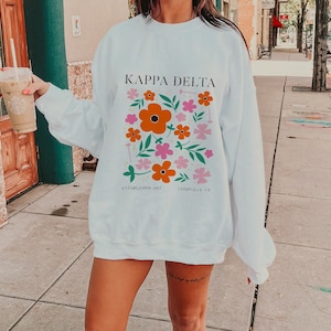KAPPA DELTA Übergroßes Blumenhemd, Kaydee Sweatshirt, Sorority Merch, Hoodie, Bid Day 2025, Geschenk