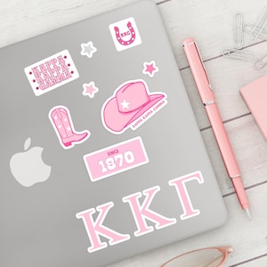 KAPPA KAPPA GAMMA Pink Cowgirl Sticker Pack | Bid Day, Rush Merch 2024, Big Little Gift, Stationery, Laptops