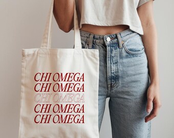 CHI OMEGA Tote Bag | Chi O Tote, Sorority Merch, Big Little Gift, Bid Day, Sorority Gift