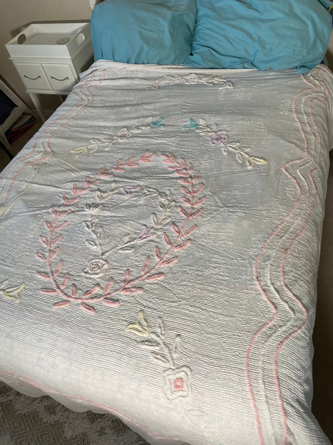 Chenille Fabric Vintage Bedspread for Crafting Repurpose Etsy India