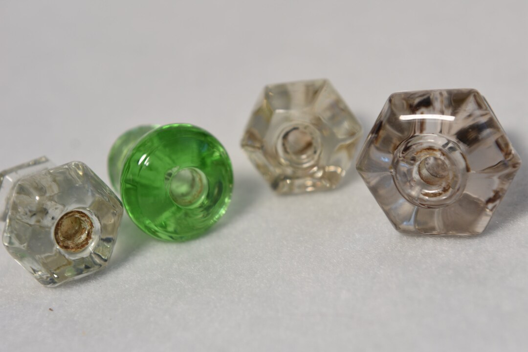 Antique Glass Knobs Cut Glass Set of 4 Crystal Etsy