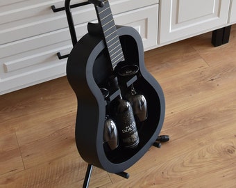 Handcrafted Guitar Shaped Wine Bottle Holder - Mini Bar Guitar Wine Holder - Unique Guitar Wine Rack - Wonderful Home Accessories -Gift Idea