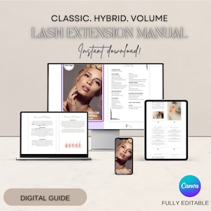 Editable Eyelash Extensions Training Manual 2024,Eyelash Training, Lash Class, Lash Instructor, Classic Hybrid and Volume, Instant download