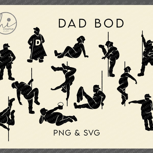 12 Dad Bod Svg Png, Fat Man Pole Dancing Bundle, Funny Trucker Guy Pole Dance Svg, Digital Download Printable Sublimation Cricut SVG & PNG