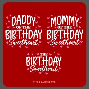 L'anniversaire chérie Svg Png, anniversaire famille Svg, fête d'anniversaire maman papa correspondant, téléchargement numérique Sublimation PNG & SVG Cricut