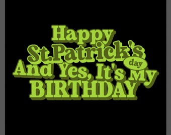 SVG de feliz cumpleaños del Día de San Patricio: Diseño de fiesta irlandesa verde de la suerte (descarga digital)