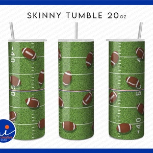 American Football Skinny Straight & Tapered Tumbler Png, Sport Football Playing Field Full Wrap Skinny Tumblers 20 oz Sublimation File Png