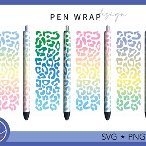Gepard Leopard Pen Wraps, Animal Print Farbverlauf Pastell Muster Tinte Joy Epoxy Glitter Pen Printable & Waterslide Digital Download PNG SVG