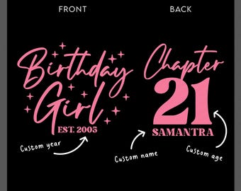 Custom Chapter Birthday Girl Svg Png : Personalize Year, Name & Age, Milestone Birthday (Digital Download)