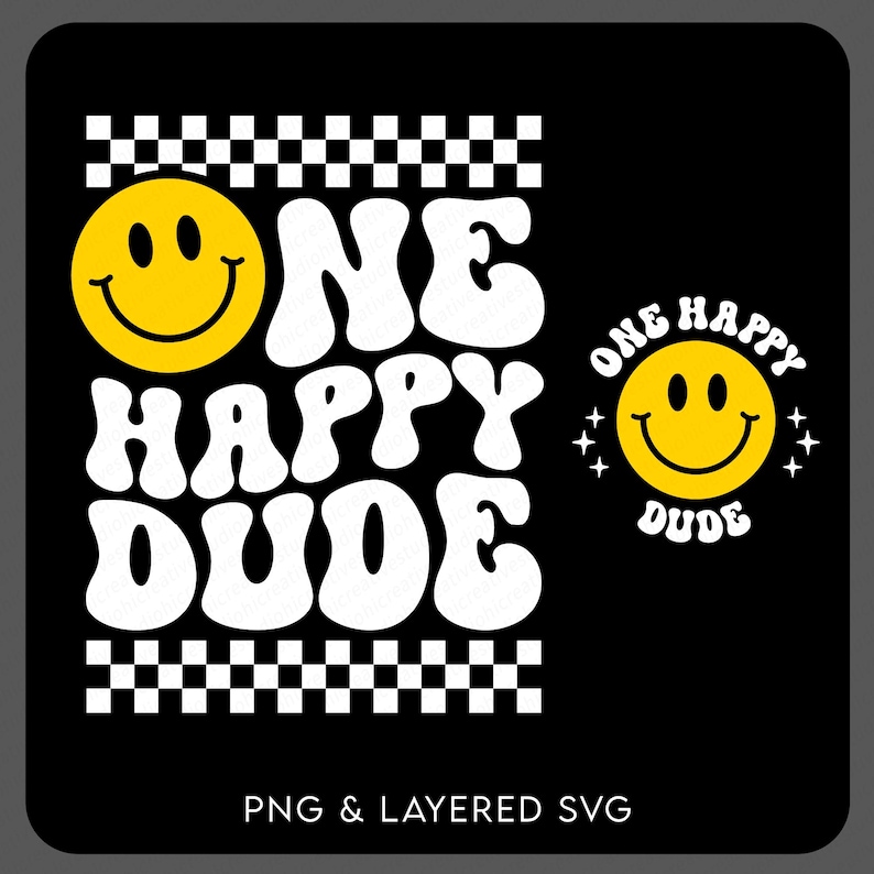 One Happy Dude SVG PNG: Retro First Birthday Boy, 1st Party Design ...