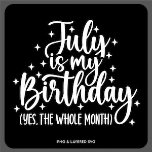 Juli ist mein Geburtstag, ja der ganze Monat, lustige Juli Geburtstagsmonat Geschenkidee, digitaler Download Sublimation PNG und SVG Cricut