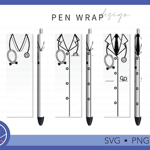 Krankenschwester Arzt Scrub Pen Wrap, schwarz weiß Scrub Full Wrap Aufkleber Tinte Joy Epoxy Glitter Pen, Printable & Waterslide digitaler Download PNG SVG