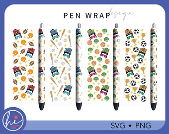 Mom Life Pen Wraps, Messy Bun Mom Sport Full Wrap Pattern Decal Ink Joy Epoxy Glitter Pen, Printable & Waterslide, Digital Download PNG SVG