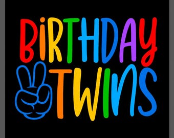 Geburtstag Twins SVG, lustige Geburtstag Zwillinge Amulette, Geburtstagsgeschenk, Sibling Geburtstag Party Geschenk, digitaler Download Sublimation PNG und SVG Cricut