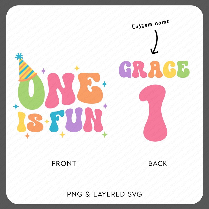 Custom 1st Birthday SVG PNG: Personalized Name, 'one is Fun' Party ...