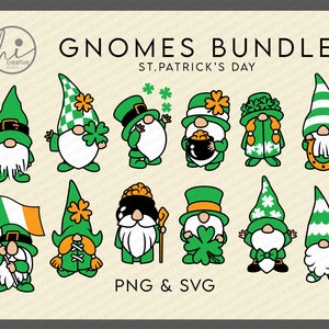 12 St Patricks Gnome Svg Png, Saint Patrick’s Day Gnomes Bundle, Layered Gnomes Svg, Digital Download Printable Sublimation Cricut SVG & PNG
