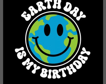 Earth Day Is My Birthday Svg Png : Eco Birthday Smile Globe Design (Digital Download)