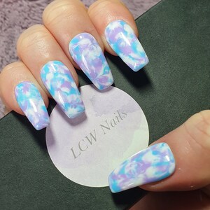 Press on nails * Marble Nails * Purple Nails * Blue Nails