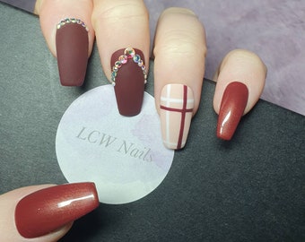 Burgundy Nails *Plaid Nails  * Red Nails * Matte Nails * Winter Nails * Fall Nails * False nails * Press on Nails