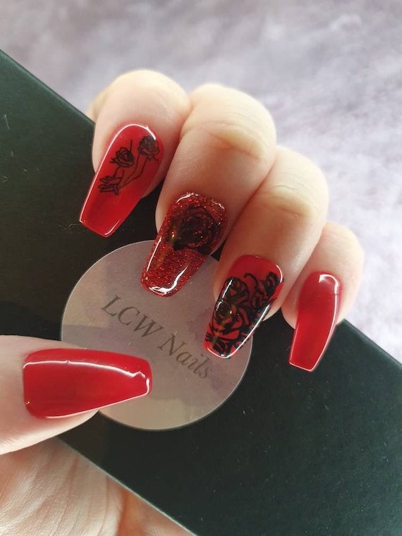 Stylish Red Nail Artwork