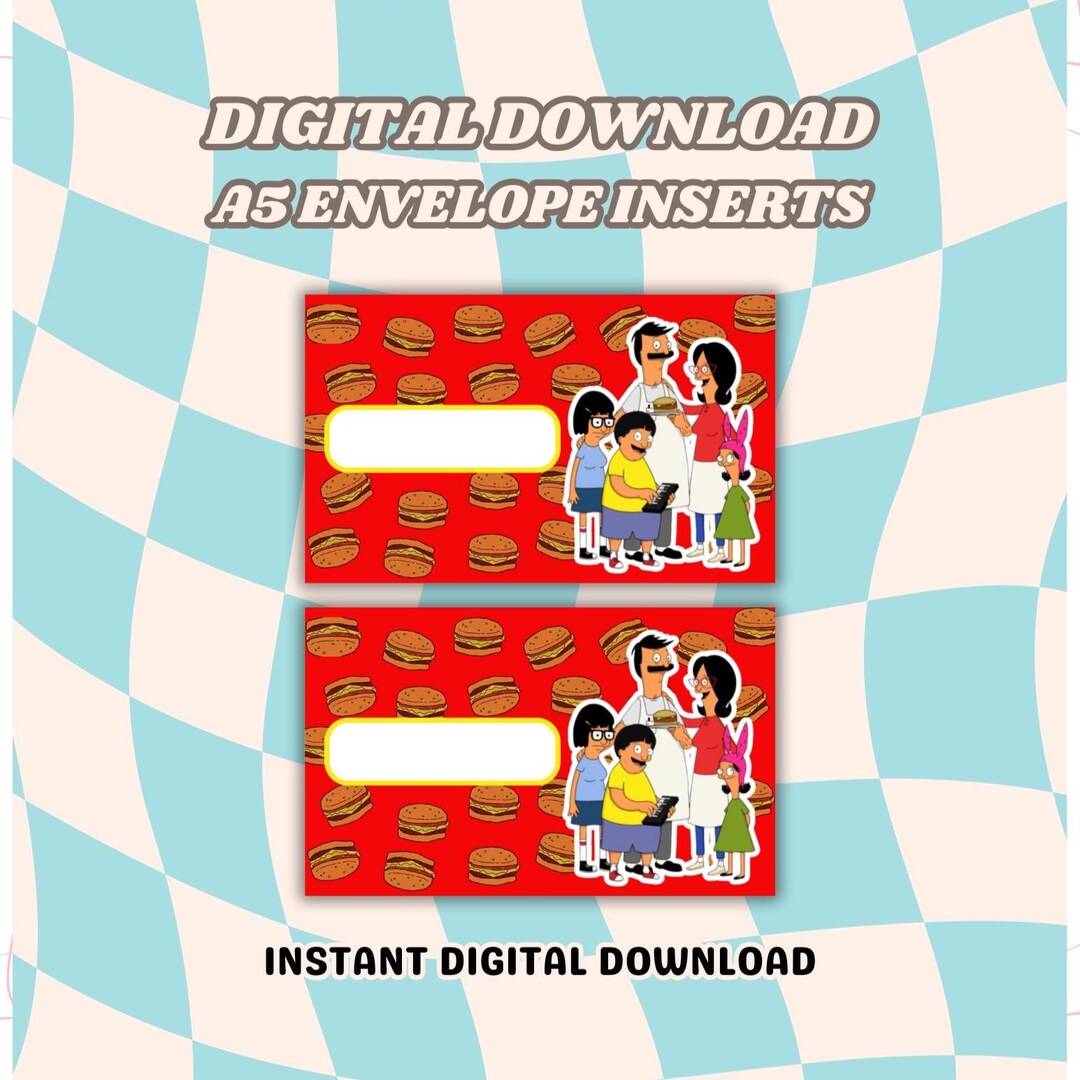 Digital BLANK Burger Cartoon Bob Inspired Envelope Inserts Printable ...