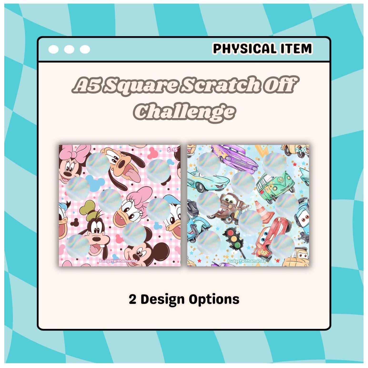 Square Characters Scratch A5 Square Character Inspired Scratch off Savings Challenge | Magic ...
