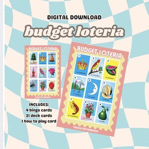 Juego de cartas de desafío de ahorro de lotería DIGITAL / 4 tarjetas de bingo, 21 barajas y 1 tarjeta de instrucciones / Descarga digital instantánea