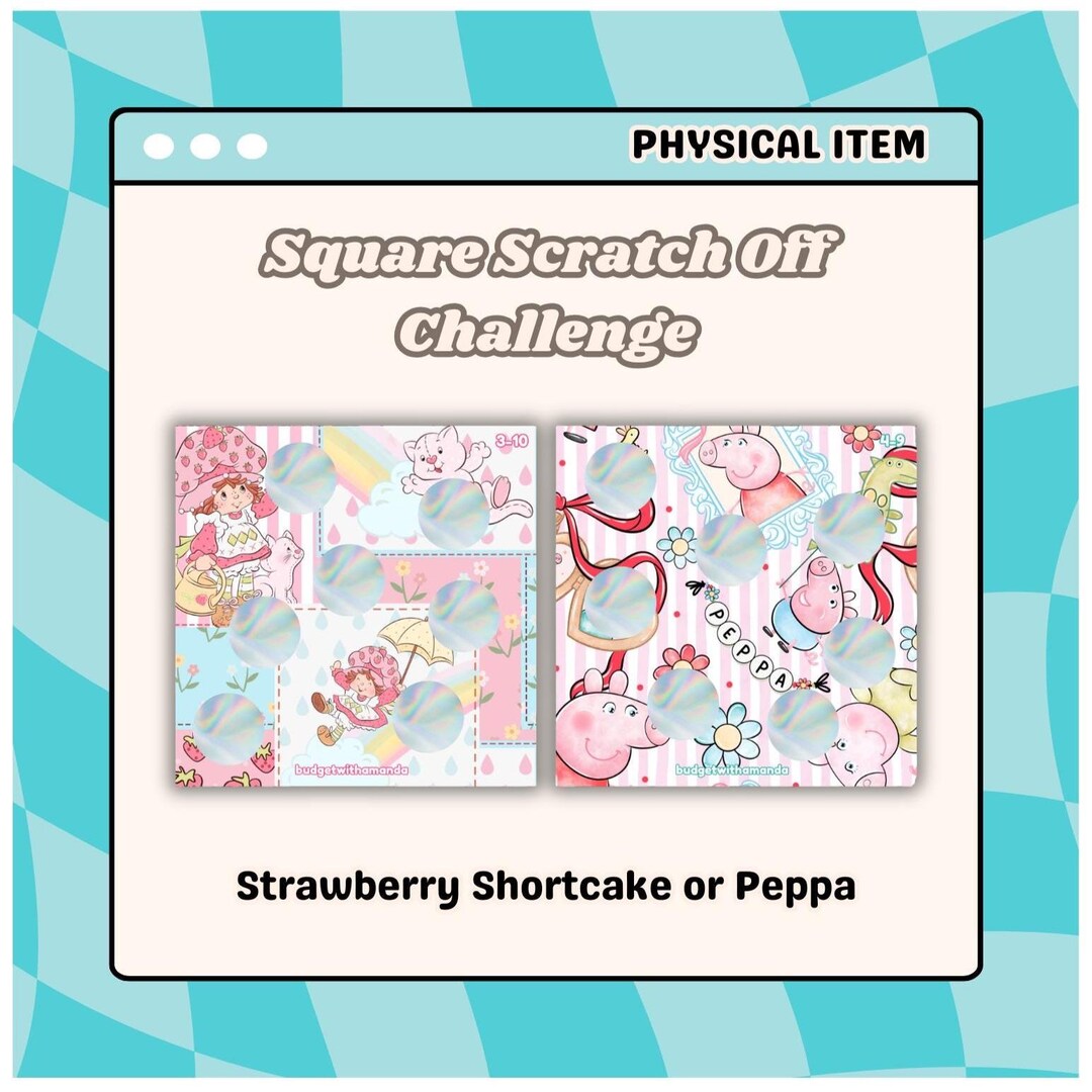 Square Characters Scratch A5 Square Character Inspired Scratch off Savings Challenge | Strawberry ...