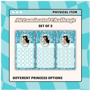 LAMINATED Colorful Princess Savings Challenges | Set of 3 | Blank, Save 100, & Save 200 | Various Options