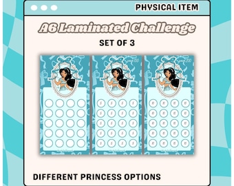 LAMINATED Colorful Princess Savings Challenges | Set of 3 | Blank, Save 100, & Save 200 | Various Options