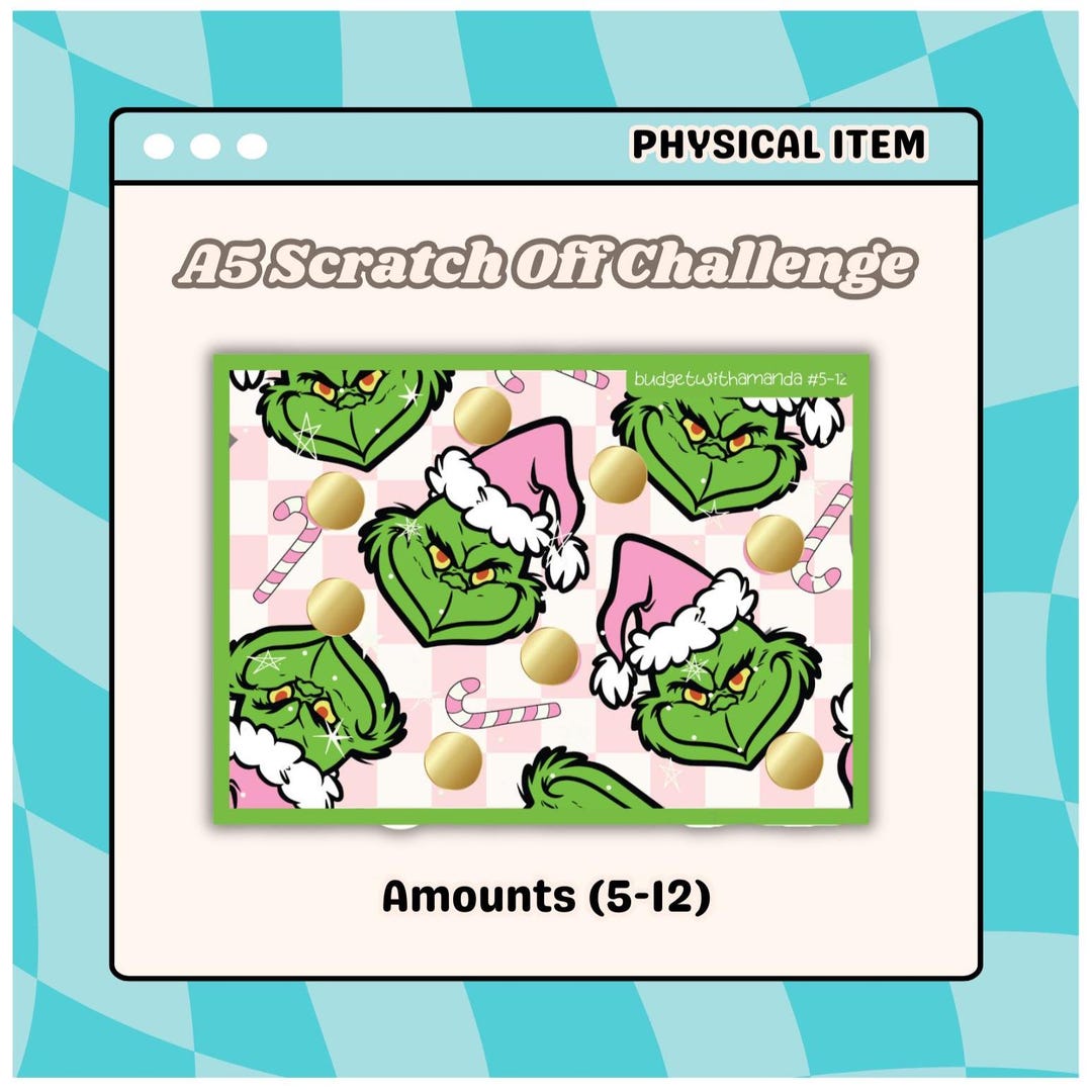 Grinch Raffle A5 Pink Grinch Christmas Inspired Scratch off Savings Challenge ...