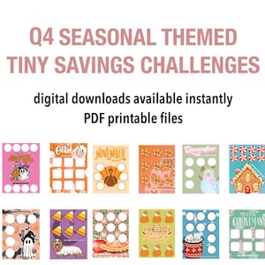 12 TINY SAVINGS CHALLENGES Q4 Fall, Halloween, Winter, & Christmas | 2025 Designs | Digital Download
