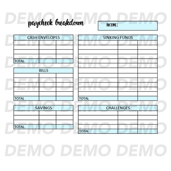 DIGITAL Paycheck Budget Breakdown WEEKLY/BIWEEKLY Etsy