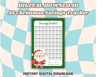 Savings Tracker Printable for Cash Stuffing | A5 Christmas Holiday Kawaii Tracker | Instant Digital Download