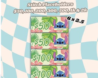 Cash Placeholder Insert Printable for Cash Stuffing | 50, 100, 200, 300, 500, 1k & 2k | A6/ Personal Size | Instant Digital Download