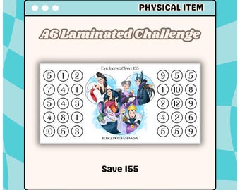 LAMINATED Evil Villans Minimalistische Spar-Challenge | Magisches Villans Themed | Sparen Sie 155| Geringes Einkommen Freundlich
