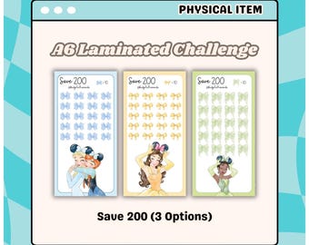 LAMINATED Magic Princess Coquette 10 Dollar Savings Challenges | 3 Options | Low Income/ Low Denomination Friendly | Various Options