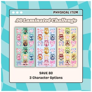 Personaggio magico LAMINATO Sfide di risparmio da 10 dollari / 3 opzioni / Adatto a basso reddito / Basso taglio / Varie opzioni