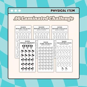 LAMINATED Minimalistic Disney Trip Savings Challenges | Deposit, Tickets, Transportation, & Resort Savings Tracker | Various Options