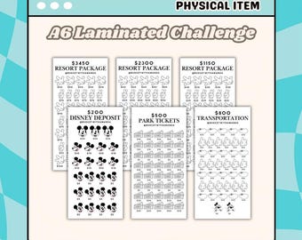 LAMINATED Minimalistic Disney Trip Savings Challenges | Deposit, Tickets, Transportation, & Resort Savings Tracker | Various Options