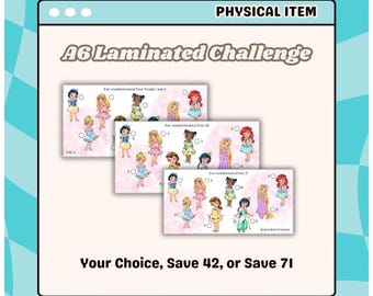 LAMINATED Magical Princess Minimalistic Christmas Icon Savings Challenge | Save Your Choice, 42, or 71 | Low or High Income