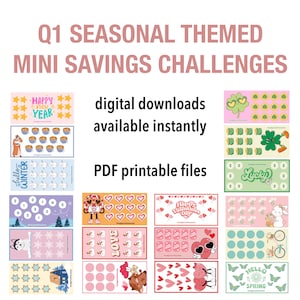 18 MINI SAVINGS CHALLENGES Q1 | Winter, New Year, 2025, Valentine&#39;s Day, St. Patrick&#39;s Day & Spring Floral | 2025 Designs | Digital Download